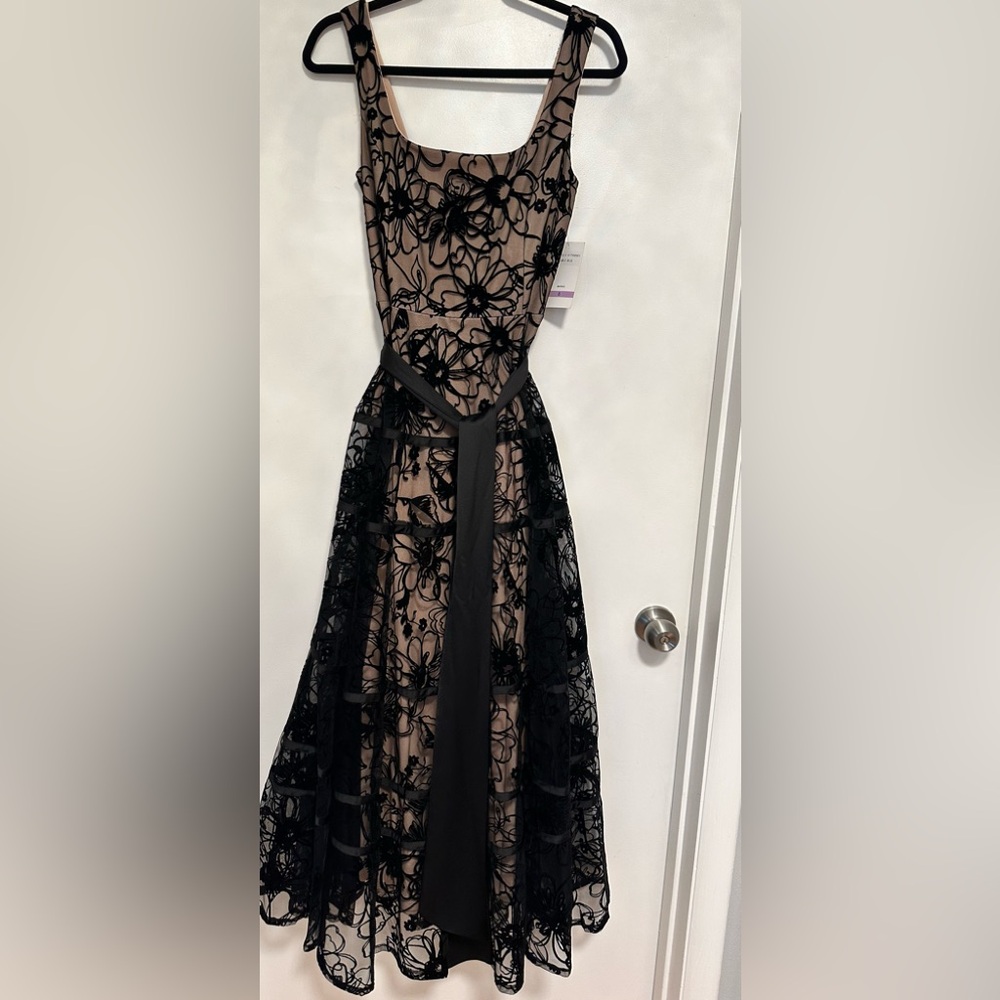 Black Lace Overlay A-Line Dress - New with tag